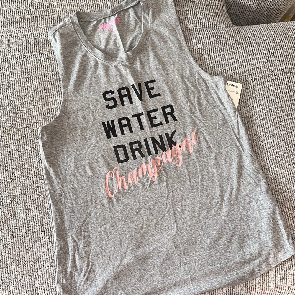 Gray Sleeveless Top with Graphic Print
